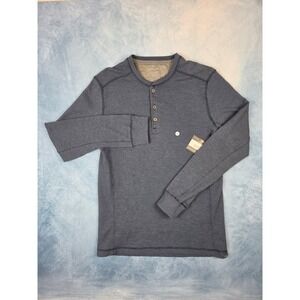 Eddie Bauer Thermal Henley Mens Shirt S Dusty Indigo Blue Waffle Knit NWT